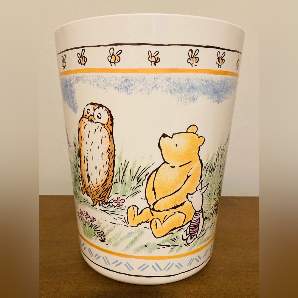 Vintage Classic Retired 1990s Disney Winnie the Pooh Illustrated Wastebasket